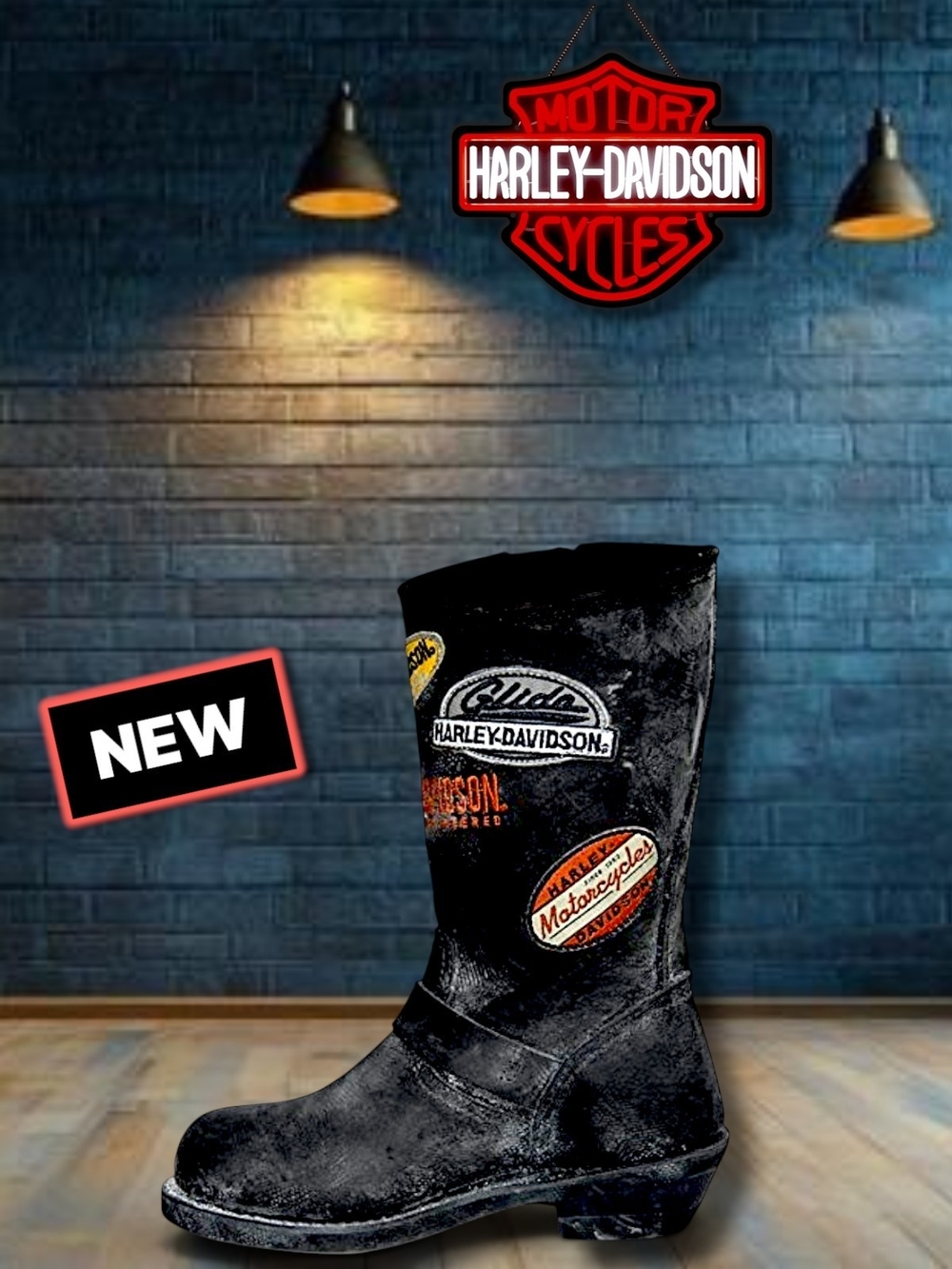 Harley-Davidson Brooklyn Patch Women's Leather Boots Sz 9 SOLD OUT EVERYWHERE! - Picture 4 of 14